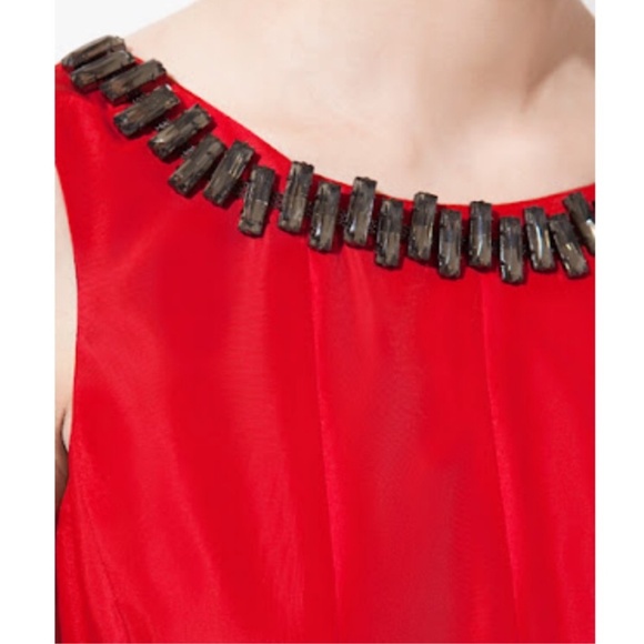 ZARA Jewel Neck Pleated Short Dress -Large - Picture 6 of 6